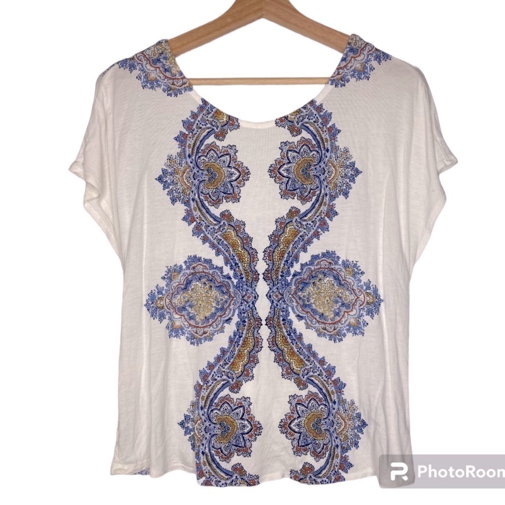 H&M PAISLEY BLOUSE WITH WRAP BACK SIZE MEDIUM